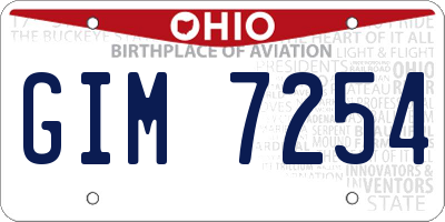 OH license plate GIM7254