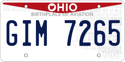 OH license plate GIM7265