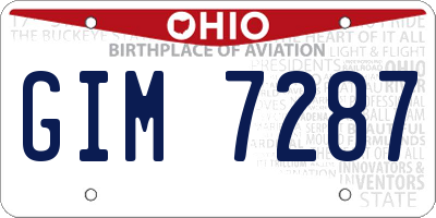 OH license plate GIM7287