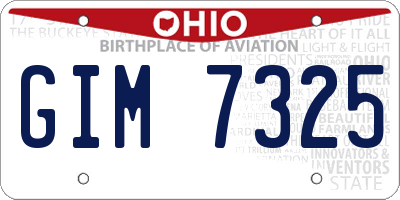 OH license plate GIM7325