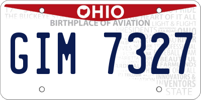 OH license plate GIM7327