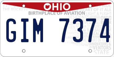 OH license plate GIM7374
