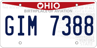 OH license plate GIM7388