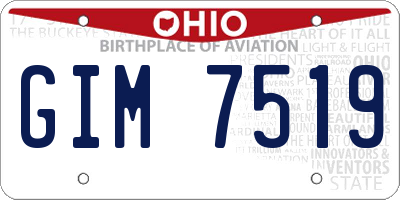 OH license plate GIM7519