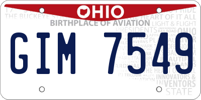 OH license plate GIM7549