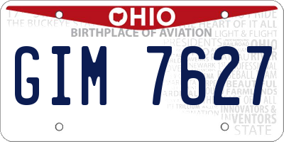 OH license plate GIM7627