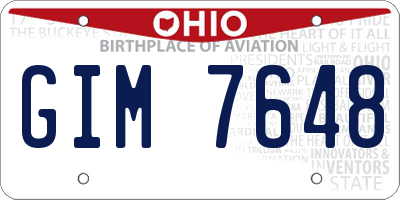 OH license plate GIM7648