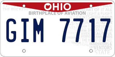 OH license plate GIM7717