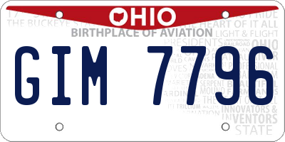 OH license plate GIM7796