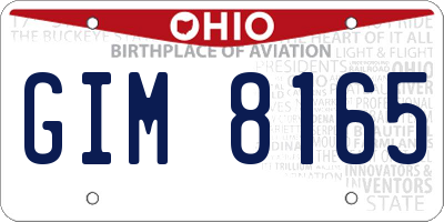 OH license plate GIM8165