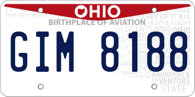 OH license plate GIM8188
