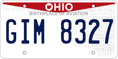 OH license plate GIM8327