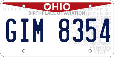 OH license plate GIM8354