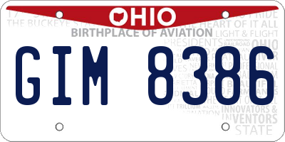 OH license plate GIM8386