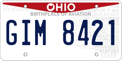 OH license plate GIM8421