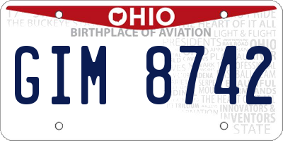 OH license plate GIM8742