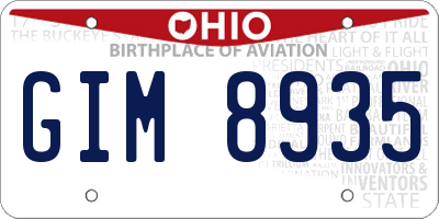 OH license plate GIM8935