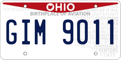 OH license plate GIM9011
