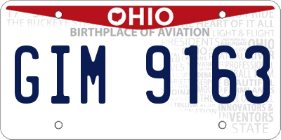 OH license plate GIM9163