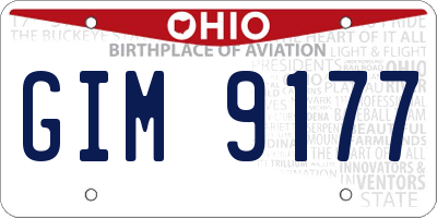 OH license plate GIM9177