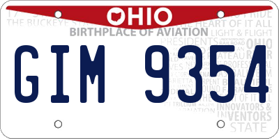 OH license plate GIM9354