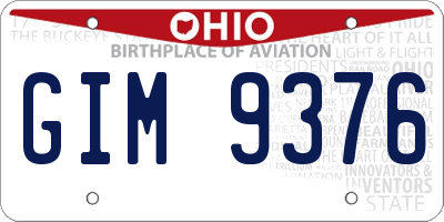 OH license plate GIM9376