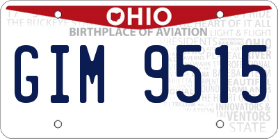 OH license plate GIM9515
