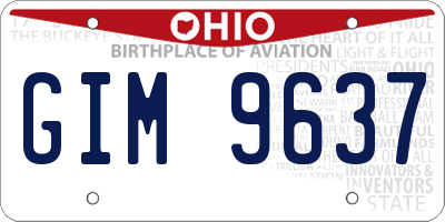 OH license plate GIM9637