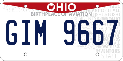 OH license plate GIM9667