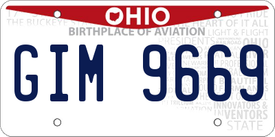 OH license plate GIM9669