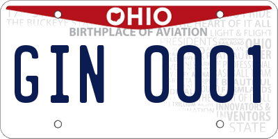 OH license plate GIN0001