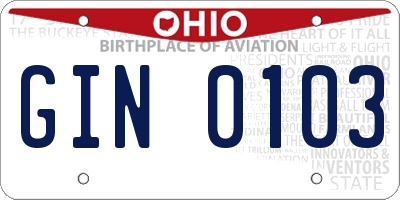 OH license plate GIN0103