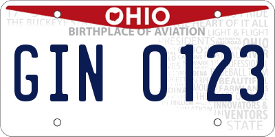 OH license plate GIN0123