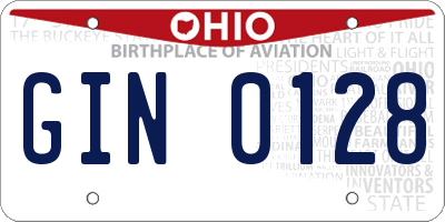 OH license plate GIN0128