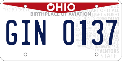 OH license plate GIN0137