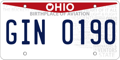 OH license plate GIN0190
