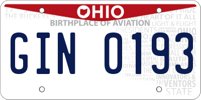 OH license plate GIN0193