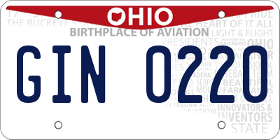 OH license plate GIN0220