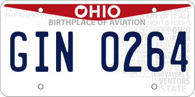 OH license plate GIN0264