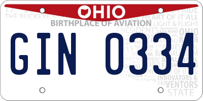 OH license plate GIN0334
