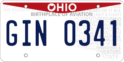 OH license plate GIN0341