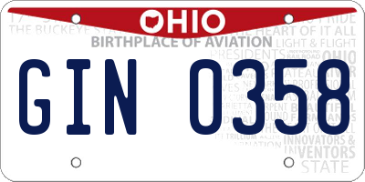 OH license plate GIN0358