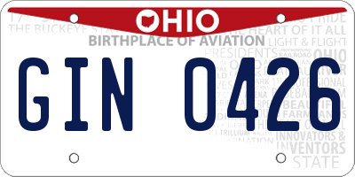 OH license plate GIN0426