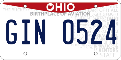 OH license plate GIN0524