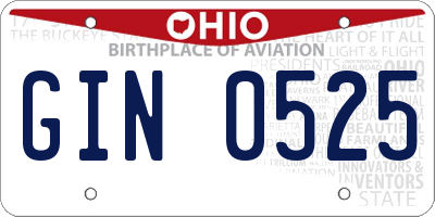 OH license plate GIN0525
