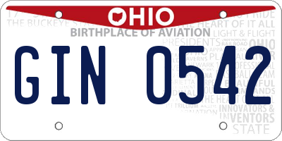 OH license plate GIN0542