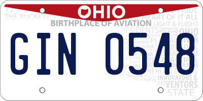 OH license plate GIN0548