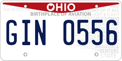 OH license plate GIN0556