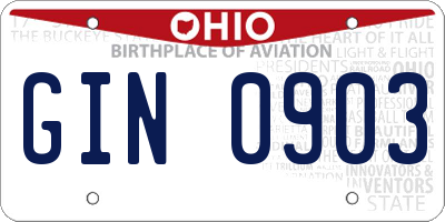 OH license plate GIN0903