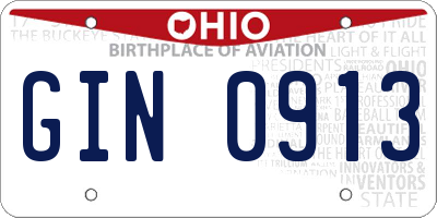OH license plate GIN0913